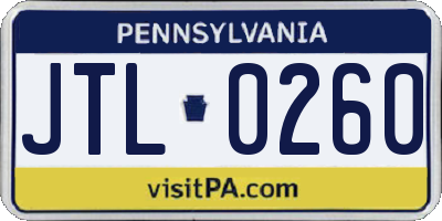 PA license plate JTL0260