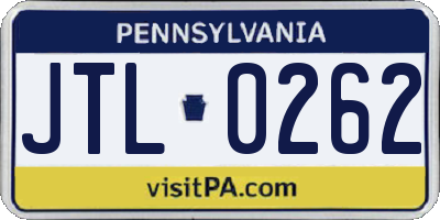 PA license plate JTL0262
