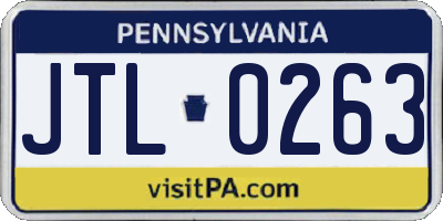 PA license plate JTL0263