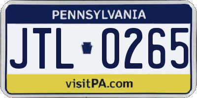 PA license plate JTL0265