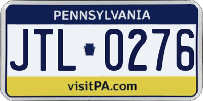 PA license plate JTL0276