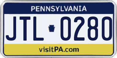 PA license plate JTL0280