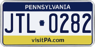 PA license plate JTL0282