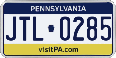 PA license plate JTL0285
