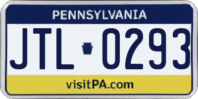 PA license plate JTL0293