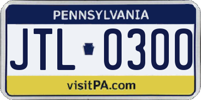 PA license plate JTL0300