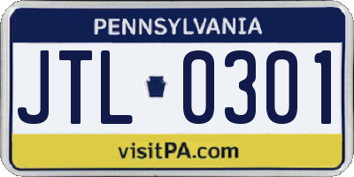 PA license plate JTL0301