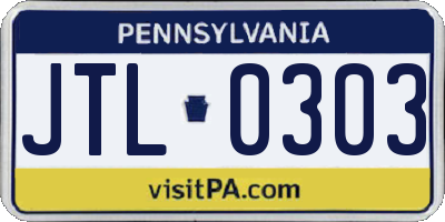 PA license plate JTL0303