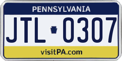 PA license plate JTL0307
