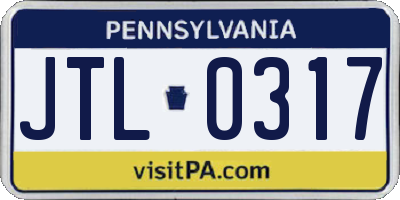 PA license plate JTL0317