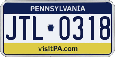 PA license plate JTL0318
