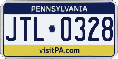 PA license plate JTL0328