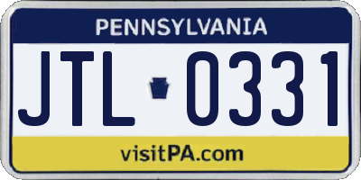 PA license plate JTL0331