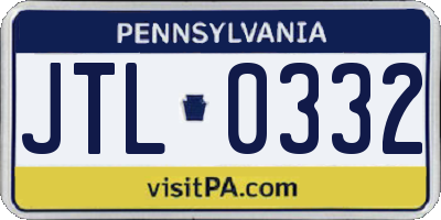 PA license plate JTL0332