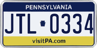 PA license plate JTL0334