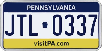 PA license plate JTL0337