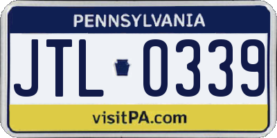 PA license plate JTL0339