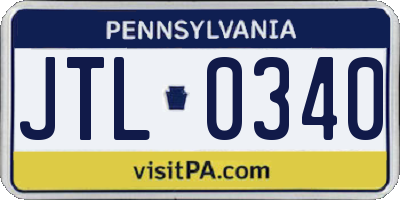 PA license plate JTL0340