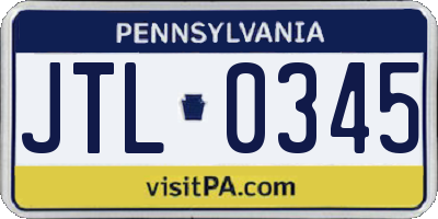 PA license plate JTL0345