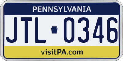 PA license plate JTL0346