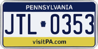 PA license plate JTL0353