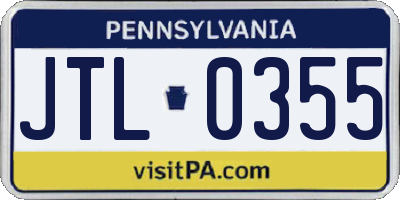 PA license plate JTL0355