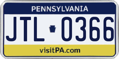 PA license plate JTL0366