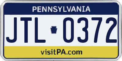 PA license plate JTL0372