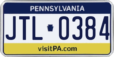 PA license plate JTL0384