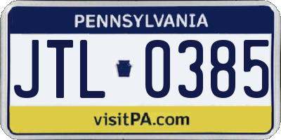 PA license plate JTL0385