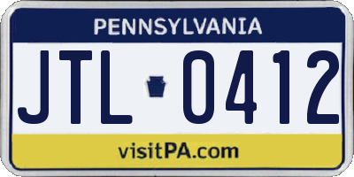PA license plate JTL0412