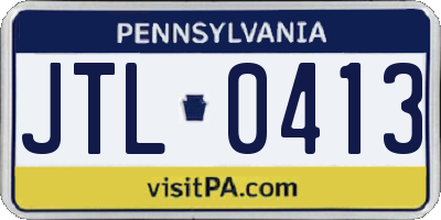 PA license plate JTL0413