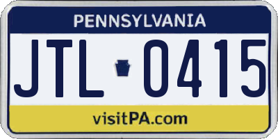 PA license plate JTL0415