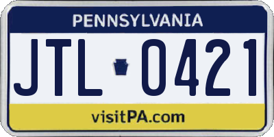 PA license plate JTL0421
