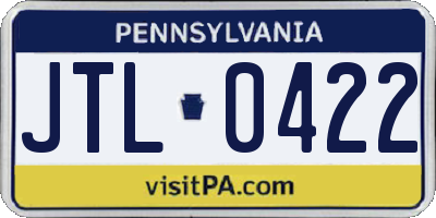 PA license plate JTL0422