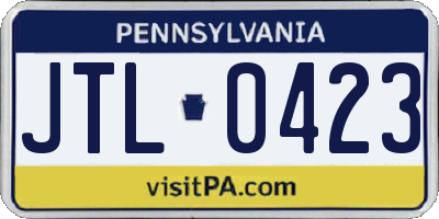 PA license plate JTL0423