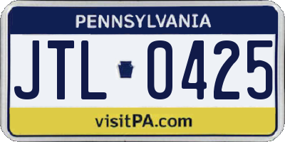 PA license plate JTL0425