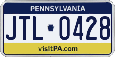 PA license plate JTL0428