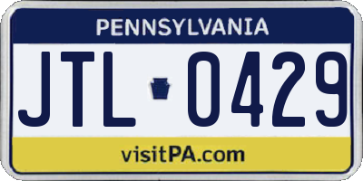 PA license plate JTL0429