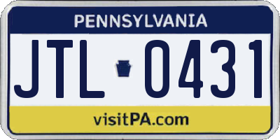 PA license plate JTL0431