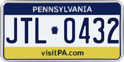PA license plate JTL0432