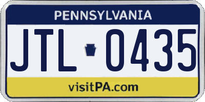 PA license plate JTL0435