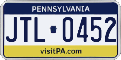 PA license plate JTL0452