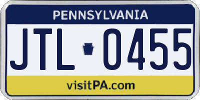 PA license plate JTL0455
