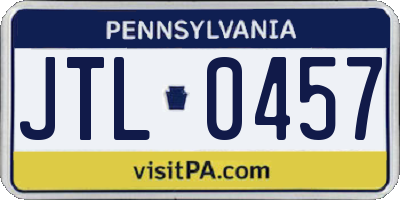 PA license plate JTL0457