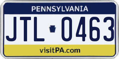 PA license plate JTL0463