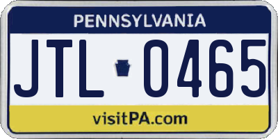 PA license plate JTL0465
