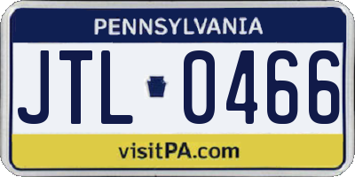 PA license plate JTL0466