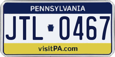 PA license plate JTL0467