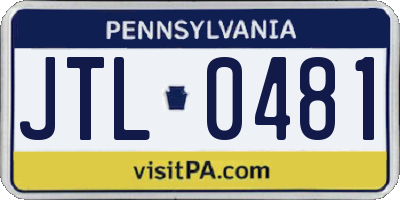 PA license plate JTL0481